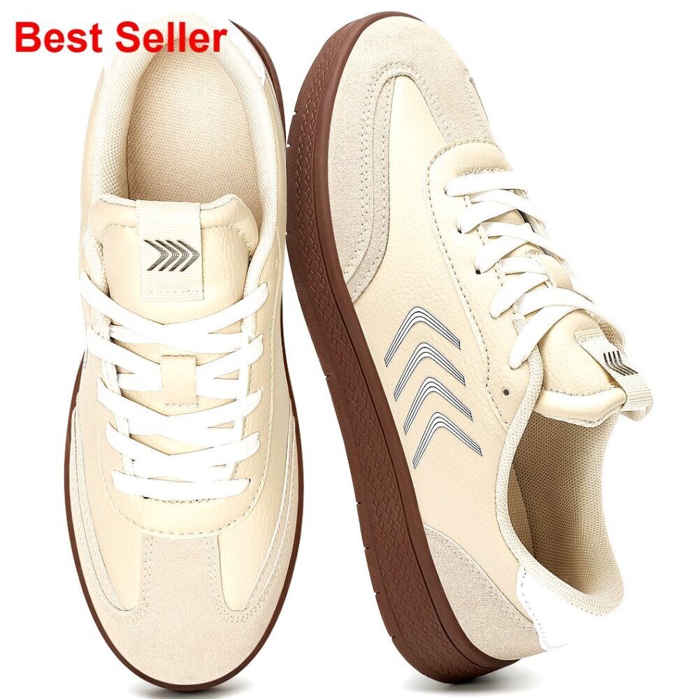 Premium Leather and Suede Retro Sneakers, Lace Up Walking Shoes